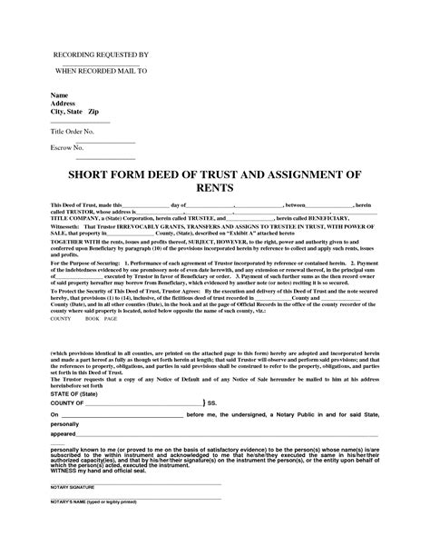 050812 Assignment Of Deed Of Trust Deed Of Trust Real Estate Deed