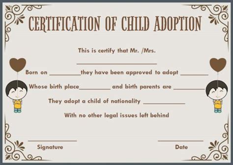 10 Best Child Adoption Certificate Ideas Adoption Certificate