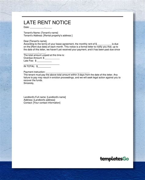 10 Best Late Rent Notice To Tenant Templates Pdf Psd Google Docs Word Free Amp Premium