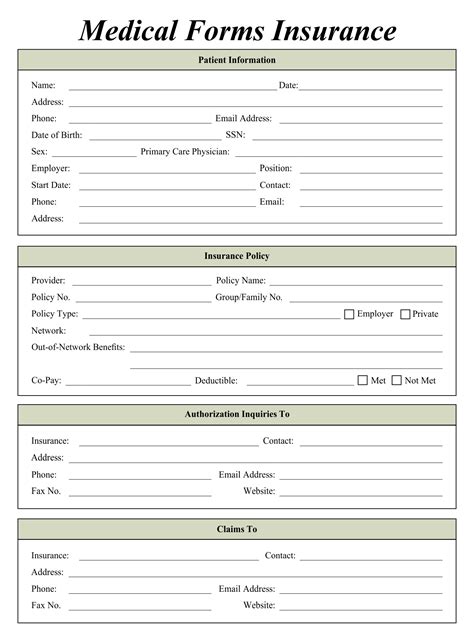 10 Best Medical Insurance Forms Printable