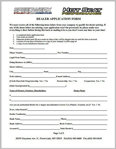 10 Dealer Application Form Templates Pdf Free Premium Templates