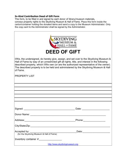 10 Deed Of Gift Form Museum Free To Edit Download Print Cocodoc