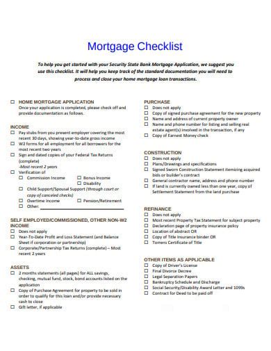 10 Mortgage Checklist Templates In Pdf Doc Free Premium Templates