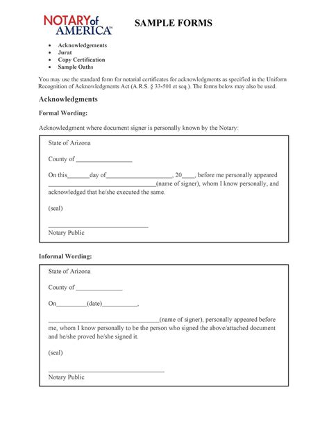 10 Sample Notary Statements Sample Templates