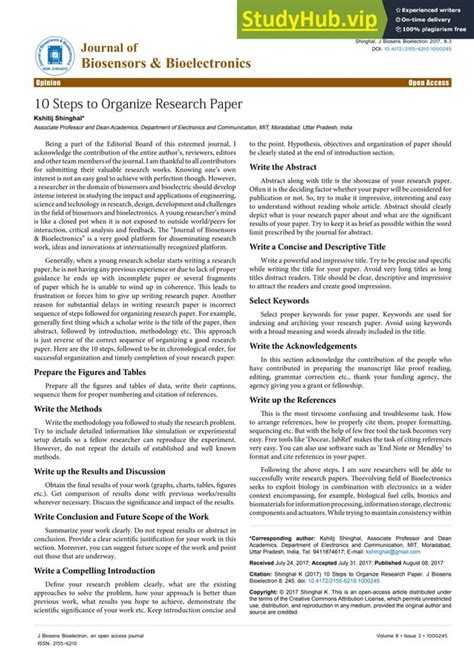 10 Steps To Organize Research Paper Pdf