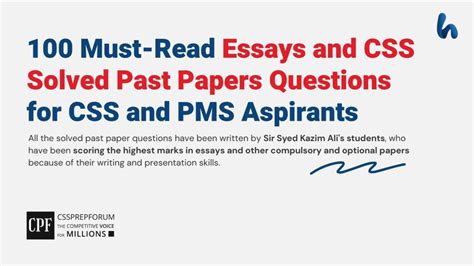 100 Must Read Essays And Css Solved Past Papers Questions