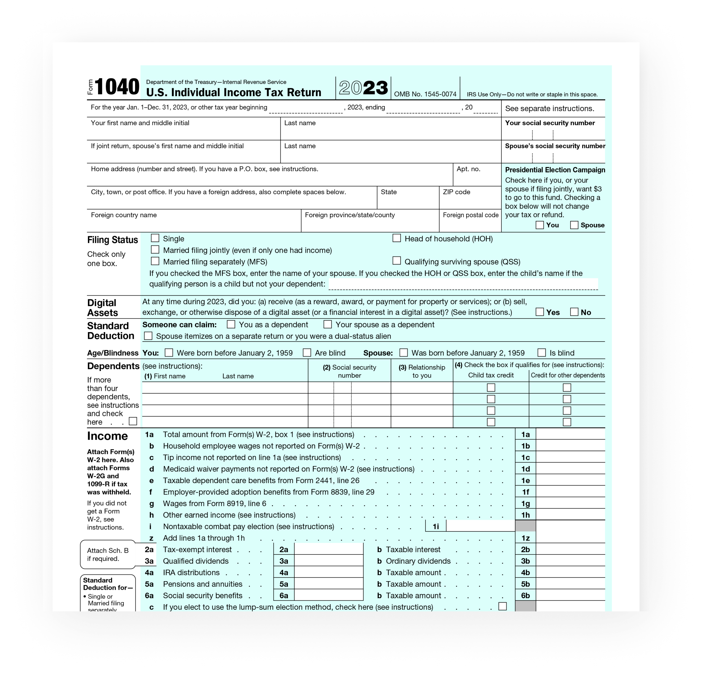 1040 Form For 2023 Printable Forms Free Online