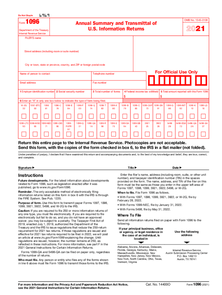 1096 Template For Preprinted Forms Web Complete 1096 2020 Annual