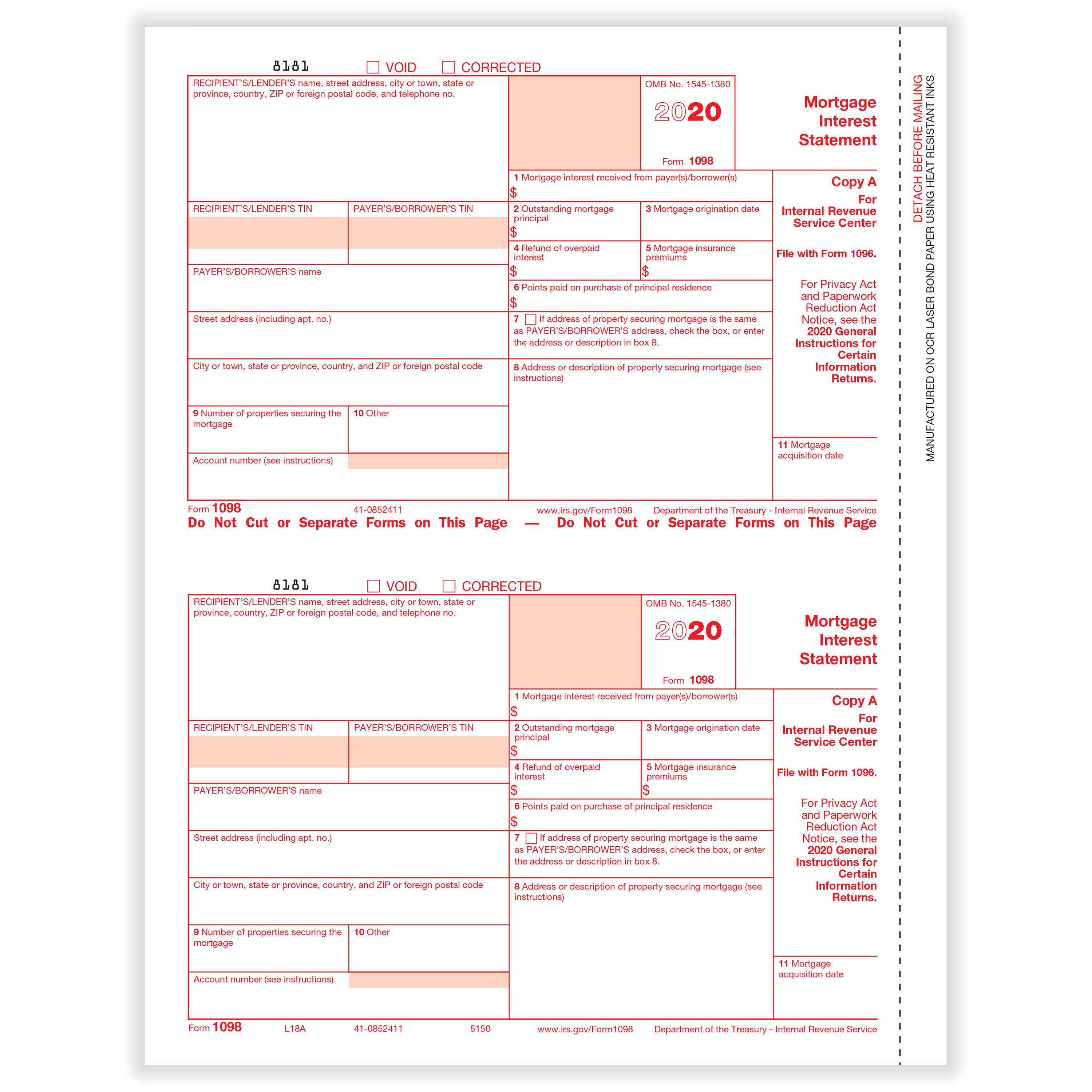 1098 Mortgage Interest Forms United Bank Of Union