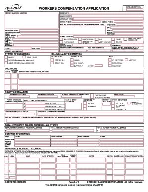 11 Printable Workers Compensation Application Forms And Templates