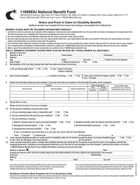 1199 Notice Proof Of Claim For Disability Pdf Form Formspal