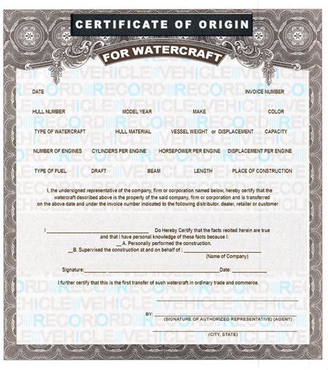 12 Blank Boat Mco Forms Printing Template Watercraft Certificates Of