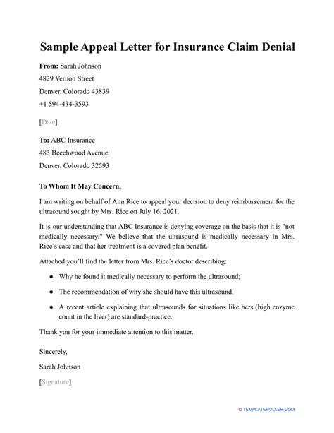 12 Free Sample Appeal Letter For Denied Claims Templates Pdf