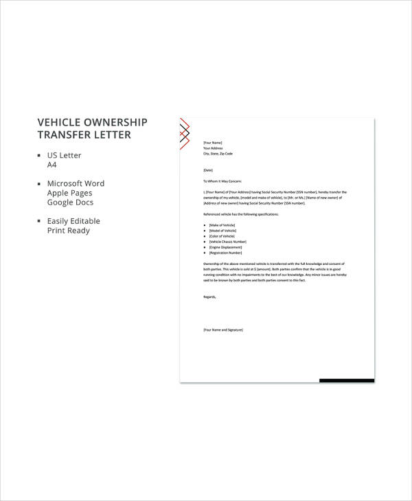 12 Ownership Transfer Letter Templates Pdf Doc Apple Pages Google