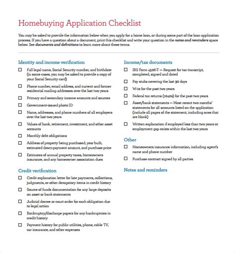 12 Sample Home Buying Checklists Sample Templates