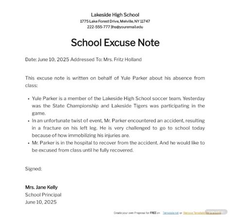 14 Excuse Note Templates For Work School Pdf