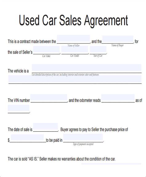 14 Sample Car Purchase Agreement Templates In Pdf Ms Word Google