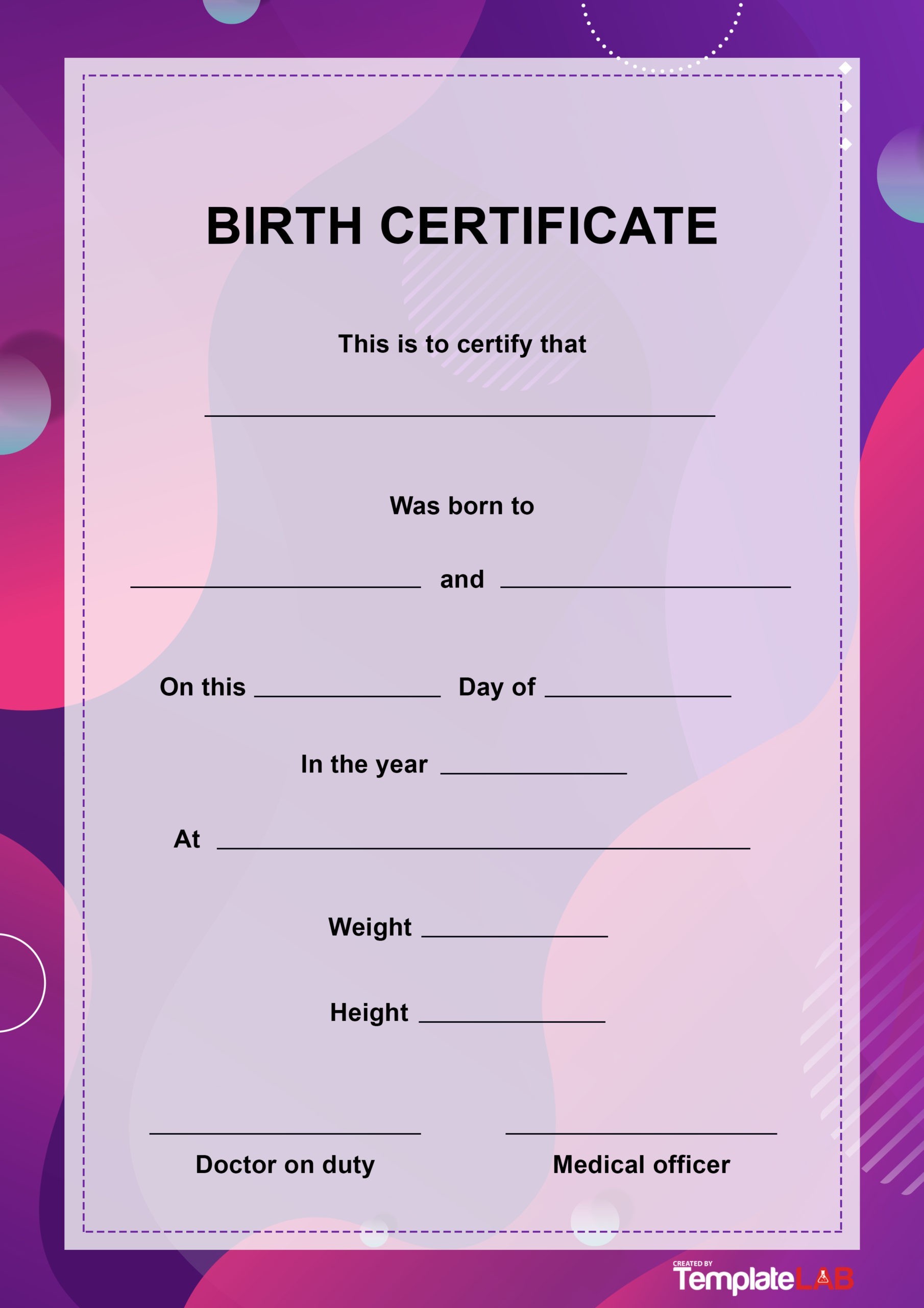 15 Birth Certificate Templates Word Pdf Template Lab