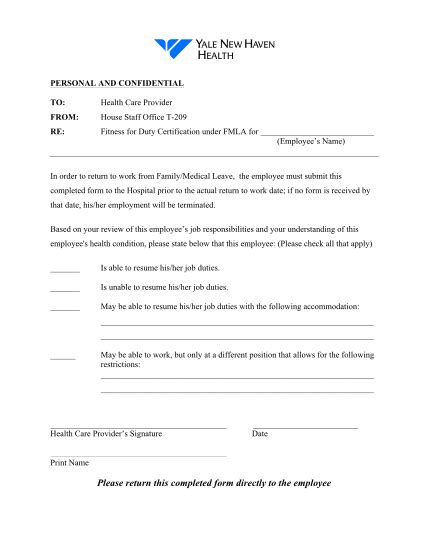 15 Fmla Return To Work Form Free To Edit Download Print Cocodoc