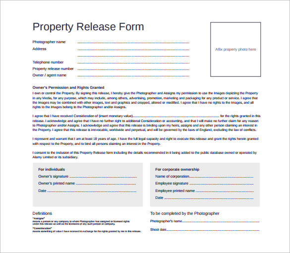 15 Property Release Forms To Download For Free Sample Templates