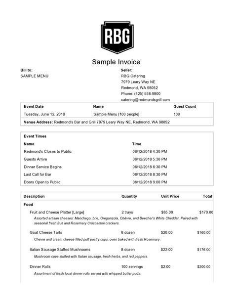 16 Catering Invoice Samples Sample Templates