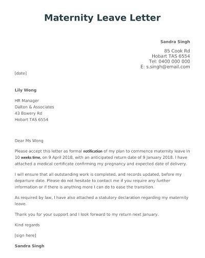 17 Free Sample Maternity Leave Letter Templates Ms Word Pdf Maternity