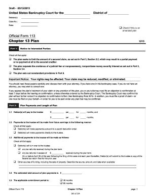 18 Printable Chapter 13 Bankruptcy Forms Templates Fillable Samples