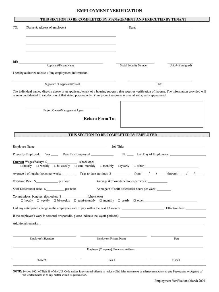 18 Printable Employment Verification Form I 9 Templates Fillable