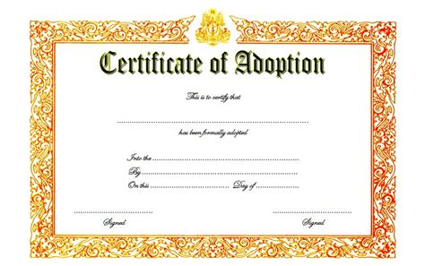 18 Printable Free Printable Adoption Certificate Forms And Templates