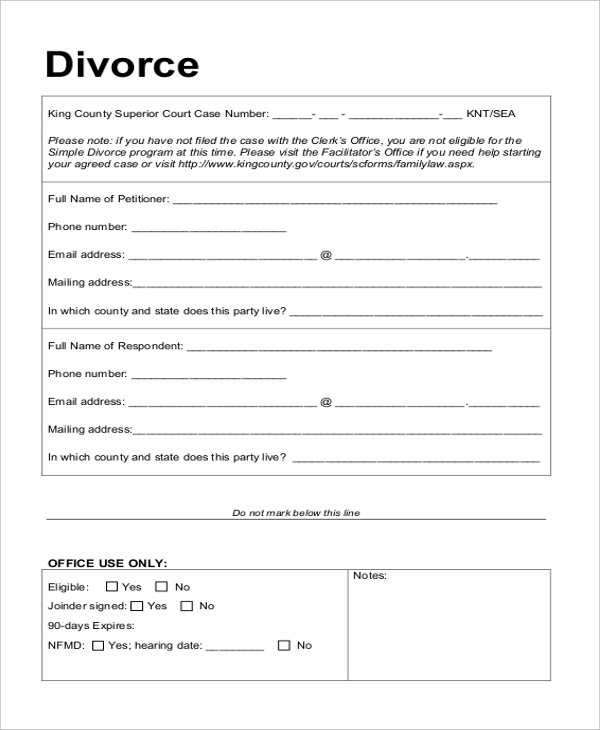 18 Printable Printable Divorce Papers Forms And Templates South