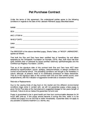 18 Printable Puppy Purchase Contract Forms And Templates Fillable