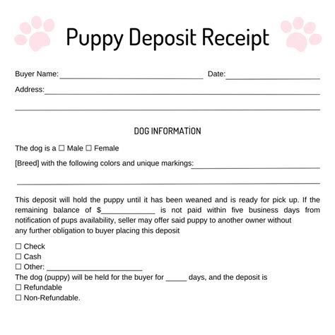 18 Printable Puppy Sales Receipt Forms And Templates Fillable Samples