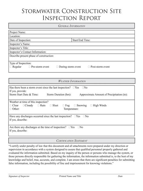 19 Printable Site Inspection Report Template Forms Fillable Samples