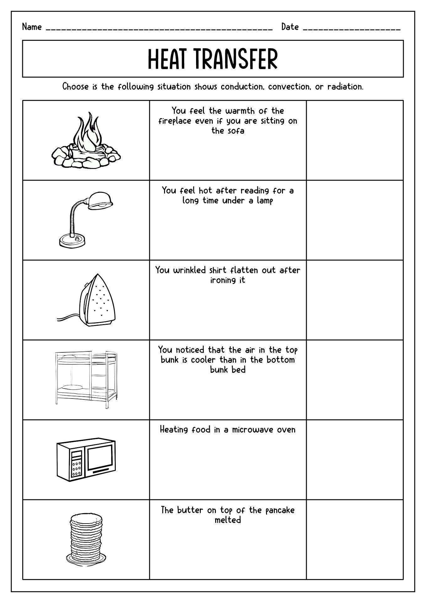 19 Types Of Energy Transfer Worksheet Energy Transformations Thermal Energy Transfer Science