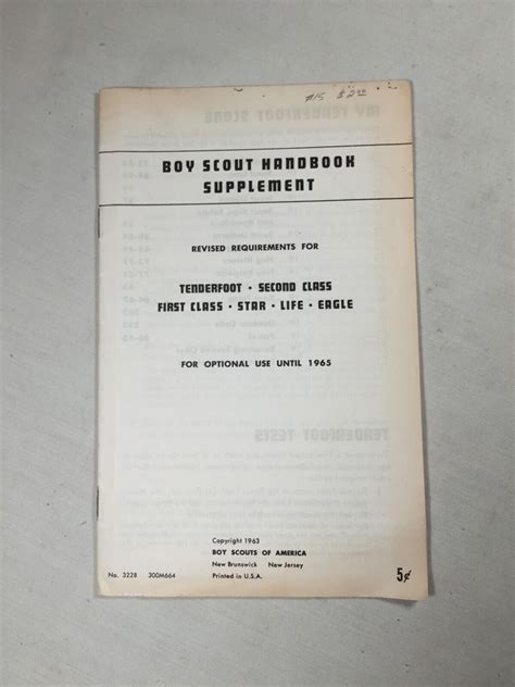 1963 Boy Scout Handbook Supplement Revised Requirements Bsa Paperwork