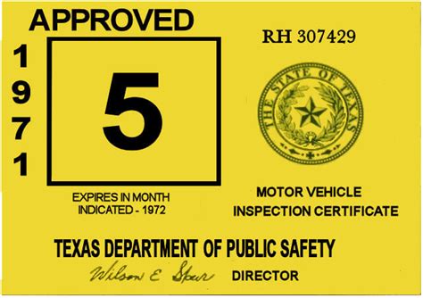 1971 Texas Inspection Sticker 25 00 Bob Hoyts Classic Inspection