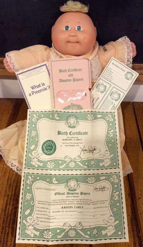 1985 Cabbage Patch Kid Neon Preemie With Original Etsy Original Birth Certificate Birth