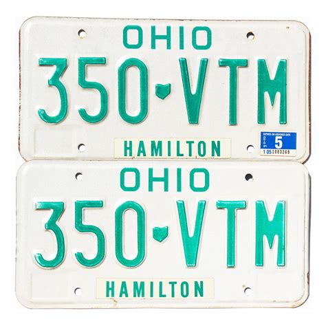 1991 Ohio Pair 350Vtm Yom License Plates