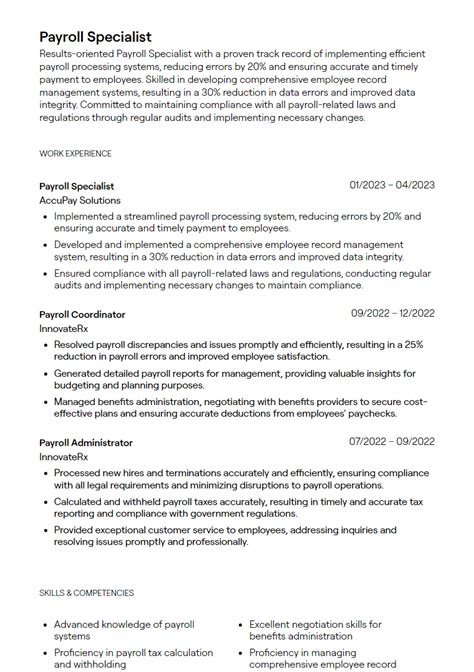 2 Payroll Specialist Resume Examples For 2024 Resume Worded