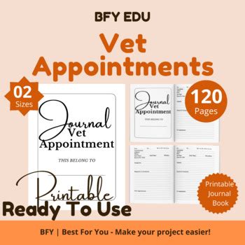 2 Printable Vet Appointments 6 X9 8 5 X11 120 Pages By Bfy Edu