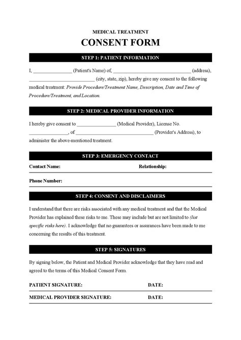 20 Free Medical Consent Form Templates Template Republic