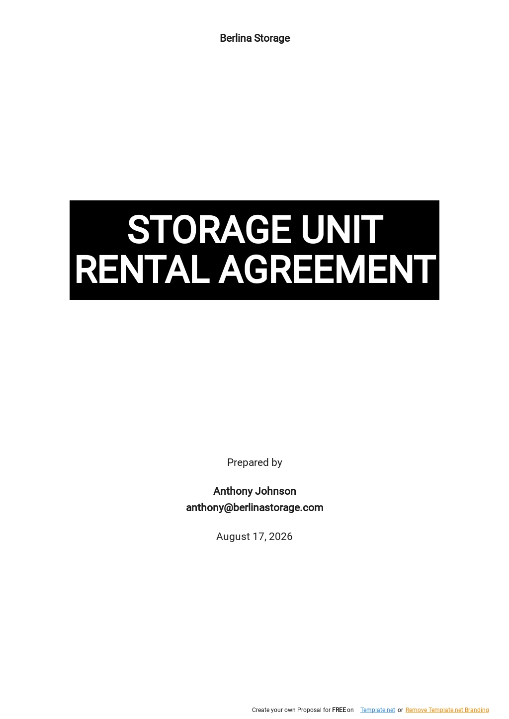 20 Free Storage Unit Lease Rental Agreement Forms Pdf Template