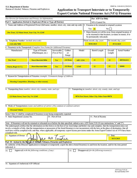 20 Printable Atf Forms For Silencer Templates Fillable Samples In Pdf