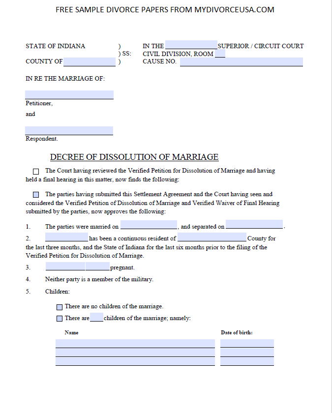 20 Printable Blank Divorce Papers Pdf Forms And Templates Fillable