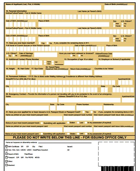 20 Printable Passport Application Post Office Forms And Templates