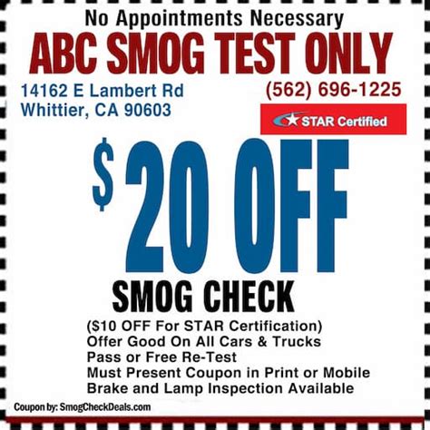 20 Smog Coupon Abc Smog Test Only 323 712 3639