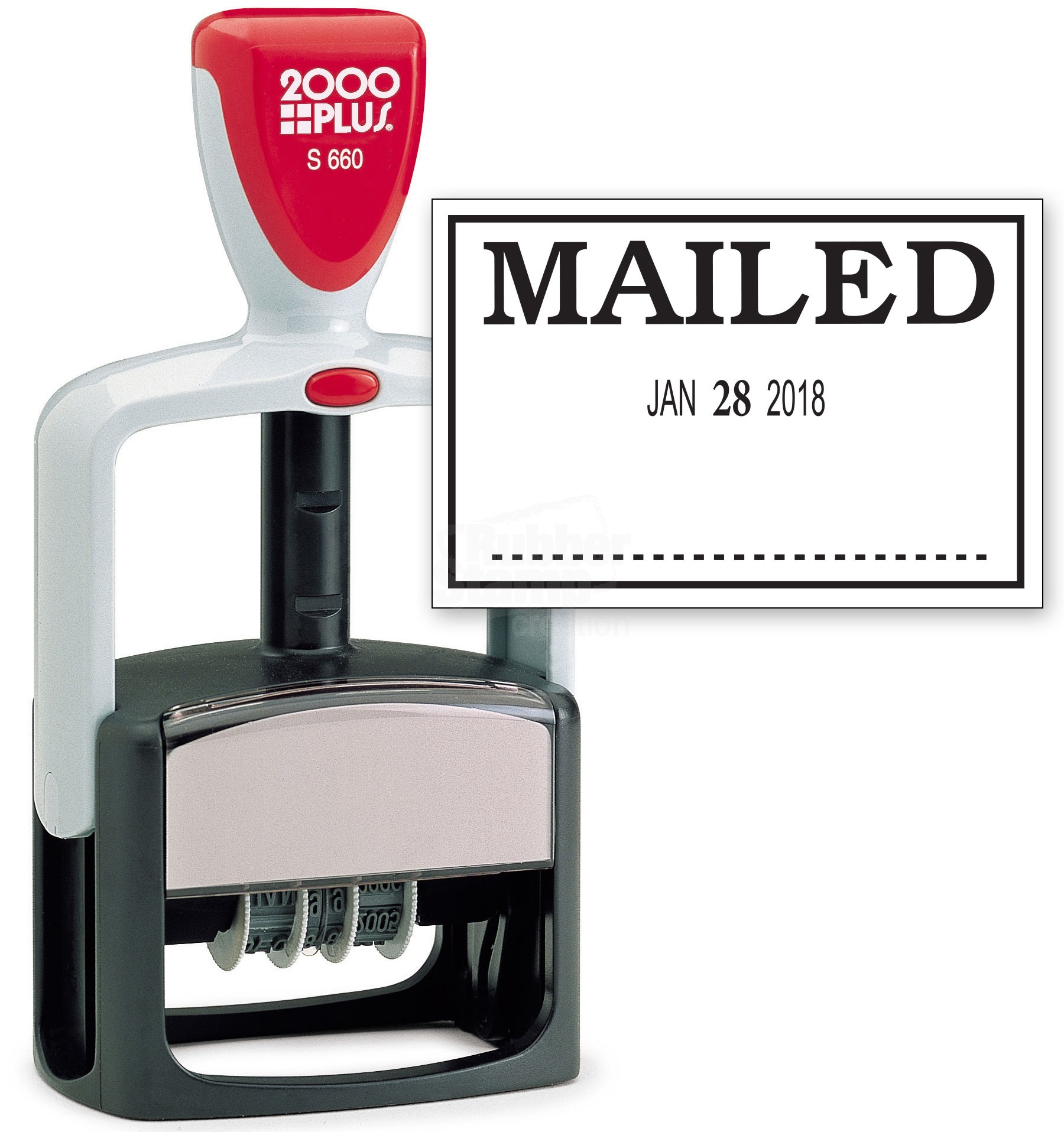 2000 Plus Heavy Duty Style 2 Color Date Stamp With Mailed Self Inking Stamp Black Ink Date