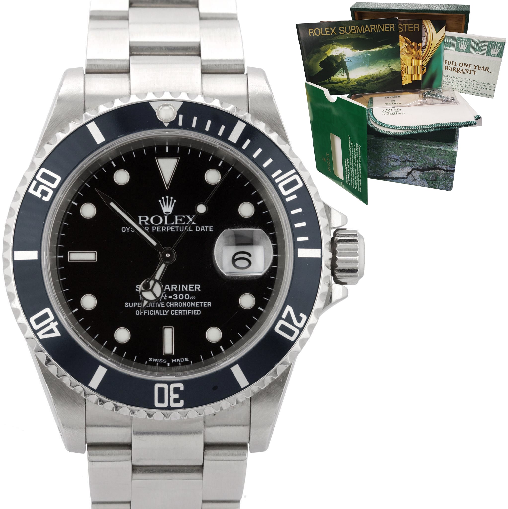 2000 Rolex Submariner Date 16610 Stainless Steel 40Mm Black Automatic