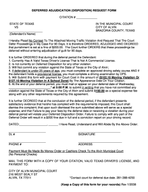 2008 Tx Deferred Adjudication Disposition Request Form Fill Online