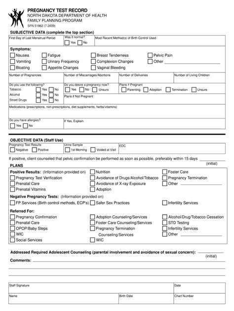 2009 North Dakota Pregnancy Test Printable Fill Online Printable Fillable Blank Pdffiller